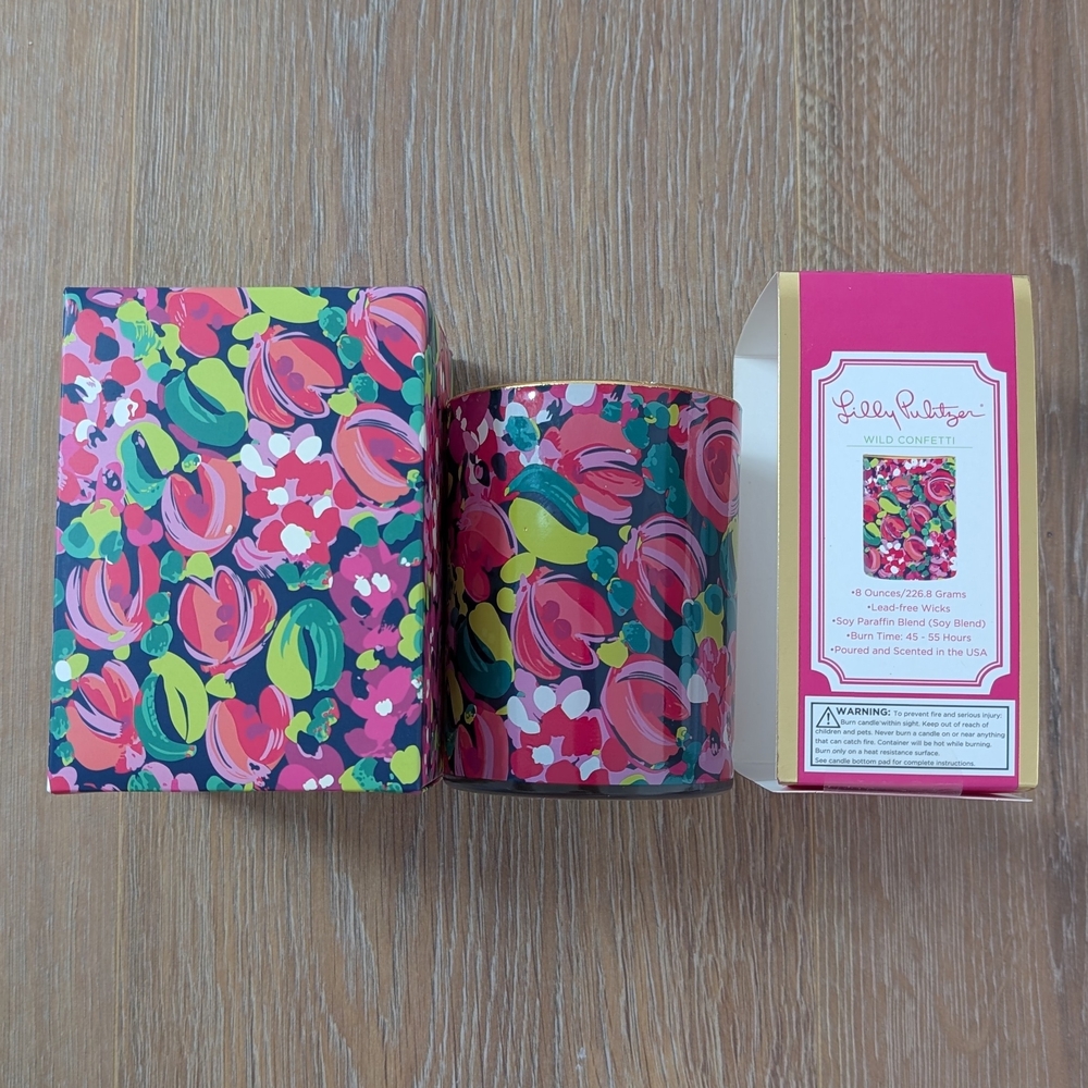 NIB Lilly Pulitzer Wild Confetti Candle with Pink and Green